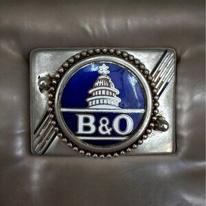 Vintage Silver B&O Railroad Belt Buckle Art deco, from the 1930s